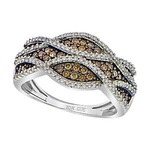 1/2 ctw Brown & White Diamond Ring in 10K White Gold / FR1332