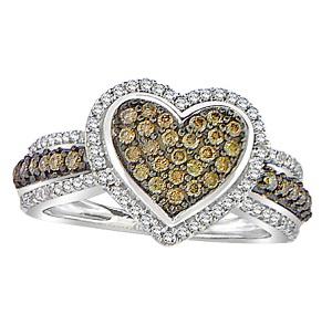 3/8 ctw Brown & White Diamond Ring in 10K White Gold / FR1333