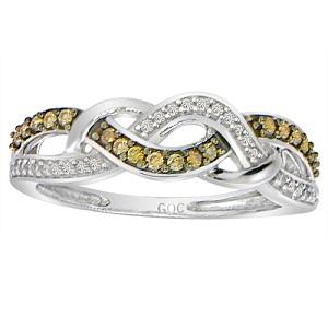 1/5 ctw Brown & White Diamond Ring in 10K White Gold / FR1335