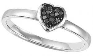 Silver & Balck Diamond Ring :  FR1354