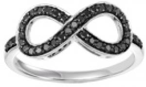 Silver & Black Diamond Infinity Ring 1/4 ctw :  FR1385