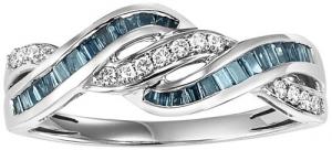 Gold Blue & White Diamond Ring 1/2 ctw/FR1402