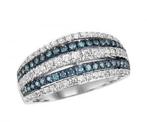 Gold Blue & White Diamond Ring 1ctw/FR1407