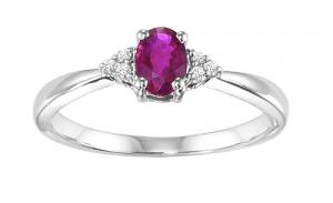Ruby & Diamond Ring in 10K White Gold /FR4025