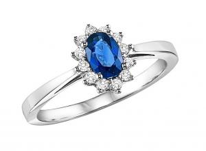 Sapphire & Diamond Ring in 14K White Gold /FR4063