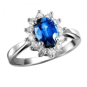 Sapphire & Diamond Ring in 10K White Gold /FR4077