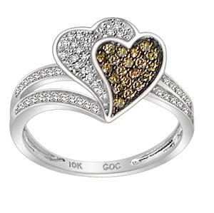 1/3 ctw Brown & White Diamond Ring in 10K White Gold / FR4088