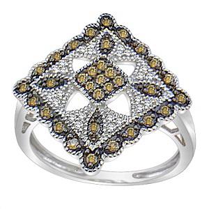1/3 ctw Brown & White Diamond Ring in 10K White Gold / FR4089