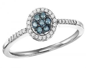 10K Gold Blue & White Diamond Ring 1/4 ctw/FR4115