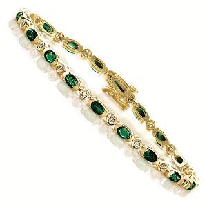 14K Yellow Gold Diamond & Emerald Bracelet / GOC101YEC