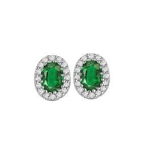 Emerald & Diamond Earrings in 14K White Gold / HDER021EWB