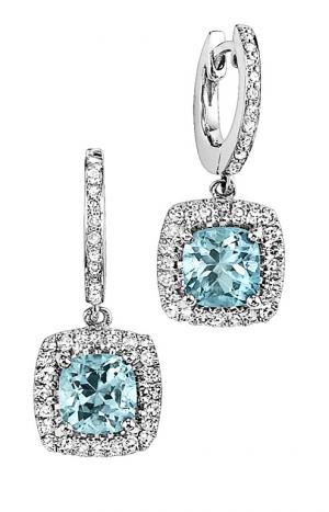 Blue Topaz & Diamond Earrings in 14K White Gold / HDER062