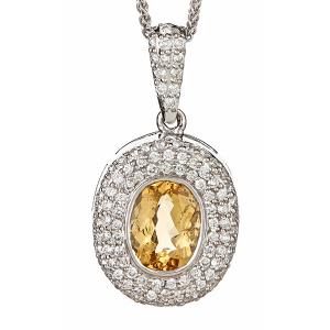 Precious Topaz & Diamond  Pendant set in 14K Gold