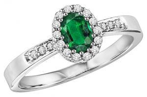 Emerald & Diamond Ring in 14K White Gold /HDR1419EWB