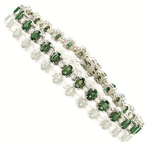 14K White Gold Diamond & Emerald Bracelet  / JB2417WEC