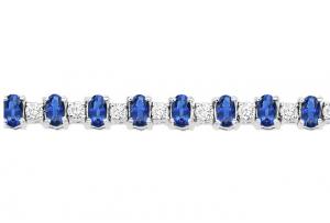 14K White Gold Diamond & Sapphire Bracelet / JB2417SWA