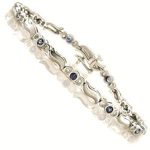 14K White Gold Diamond & Sapphire Bracelet / JB2533S