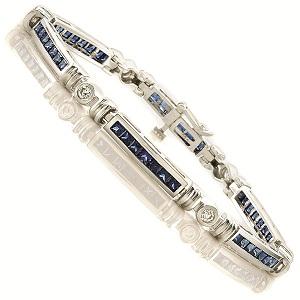 14K White Gold Diamond & Sapphire Bracelet / MB101WSC
