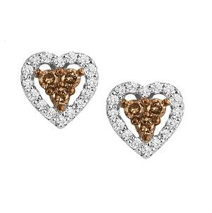 1/3 ctw Brown & White Diamond Earrings in 10K White Gold / NE280