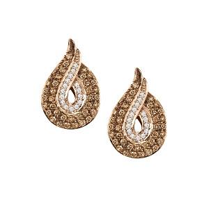 3/4 ctw Brown & White Diamond Earrings in 14K Rose Gold / NE284