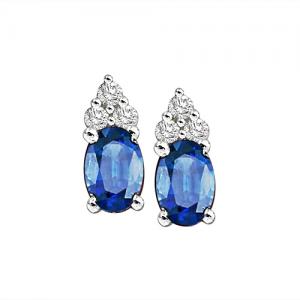 Sapphire & Diamond Earrings in 14K White Gold