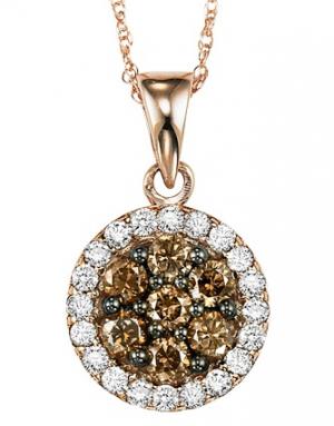 Pink Gold Brown and white Diamond Pendant 3/4 ctw:NP668P