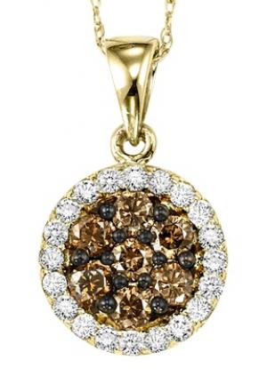 Yellow Gold Brown and White Diamond Pendant 3/4 ctw:NP668Y