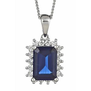Sapphire & Diamond Pendant set in 14K Gold
