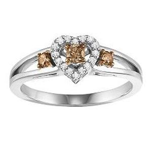 1/4 ctw Brown & White Diamond Ring in 14K White Gold /NR1713