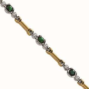 14K White & Yellow Gold Diamond & Emerald Bracelet / RF1529NEC
