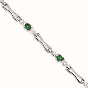 14K White Gold Diamond & Emerald Bracelet / RF1530WEC