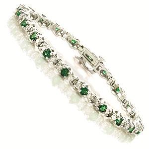 14K White Gold Diamond & Emerald Bracelet / SB948EYC5
