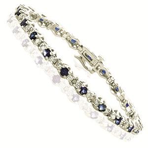 14K White Gold Diamond & Sapphire Bracelet / SB948SYC5