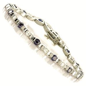 14K White Gold Diamond & Sapphire Bracelet / SB976S-2CTW