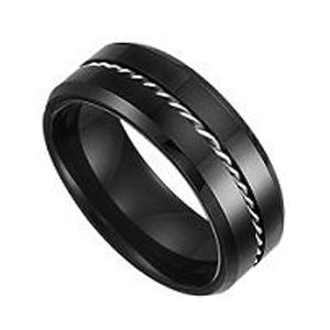 Men's Ring in Ceramic with Silver Cable/TC1007