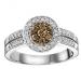 3/8 ctw Brown & White Diamond Ring in 10K White Gold / FR4076